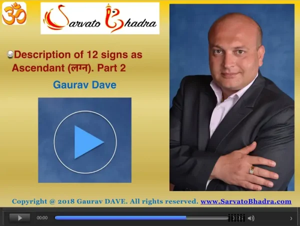 Vedic astrology video lesson product image: Description of 12 signs as Ascendant: Part 2 of 3. By Gaurav Dave, astrologer and Jyotish teacher
