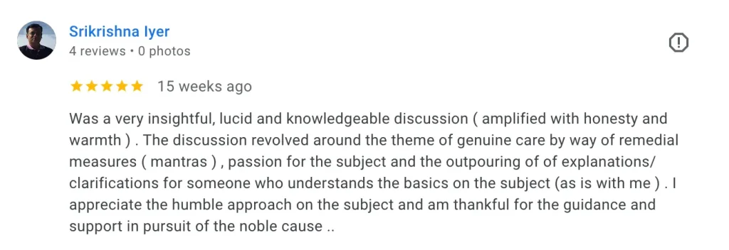 Review for Astrology consultation by Mr. Iyer for Gaurav Dave Astrologer
